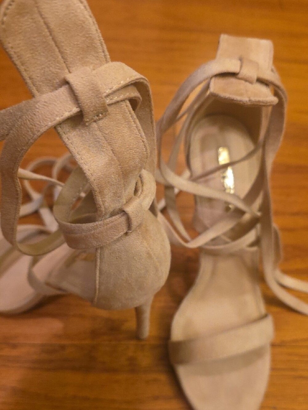 Lilliana Nude Lace-Up Ankle Wrap Sandals - Sz 10 - Picture 5 of 9
